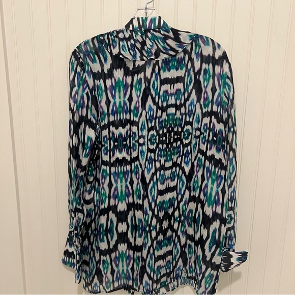 Roberto Cavalli 44 Multicolor Patterned Blouse with Bow Y2K - Picture 7 of 9